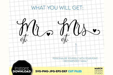 Wedding Shirts | Mr and Mrs Shirt SVG | Just Married PNG SVG March Design Studio 