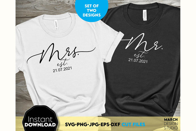 Wedding Shirts | Mr and Mrs Shirt SVG | Just Married PNG SVG March Design Studio 
