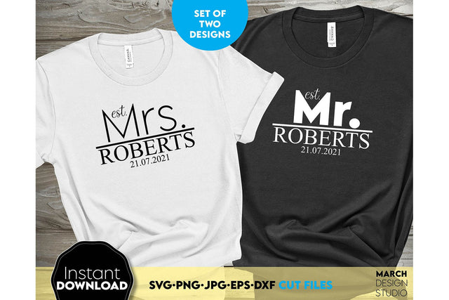 Wedding Shirts | Mr and Mrs Shirt SVG | Just Married PNG SVG March Design Studio 