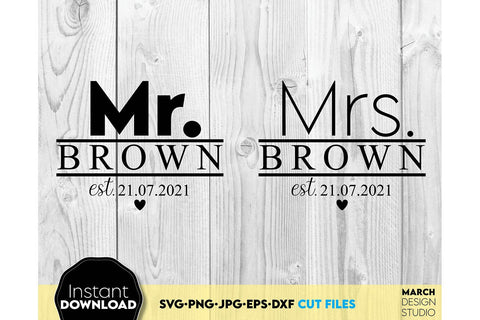 Wedding Shirts | Mr and Mrs Shirt SVG | Just Married PNG SVG March Design Studio 