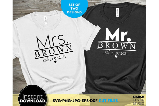 Wedding Shirts | Mr and Mrs Shirt SVG | Just Married PNG SVG March Design Studio 