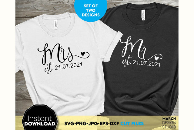 Wedding Shirts | Mr and Mrs Shirt SVG | Just Married PNG SVG March Design Studio 