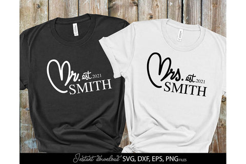 Wedding Shirts | Mr and Mrs Shirt SVG | Just Married PNG SVG March Design Studio 