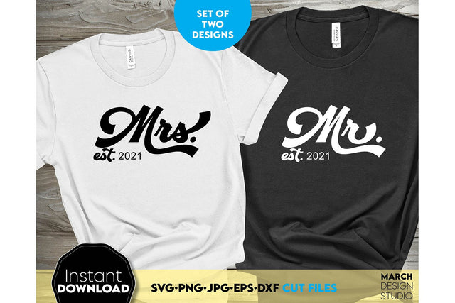 Wedding Shirts | Mr and Mrs Shirt SVG | Just Married PNG SVG March Design Studio 