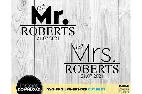 Wedding Shirts | Mr and Mrs Shirt SVG | Just Married PNG SVG March Design Studio 