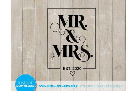 Wedding Sign | Mr and Mrs Shirt SVG | Just Married Sign PNG SVG March Design Studio 