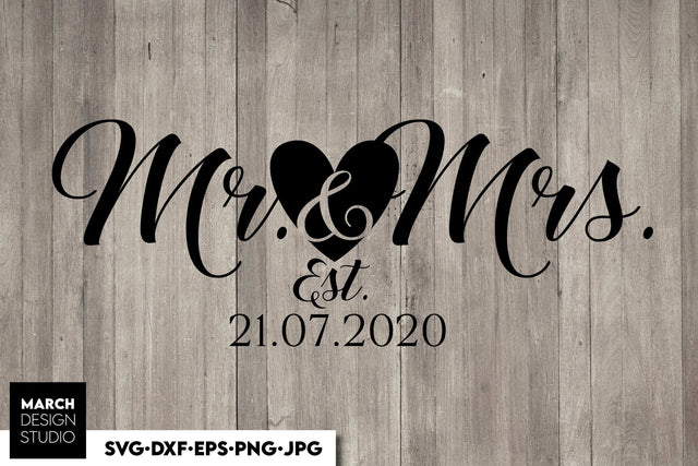 Wedding Sign | Mr and Mrs Shirt SVG | Just Married Sign PNG SVG March Design Studio 