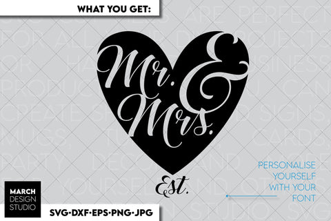 Wedding Sign | Mr and Mrs Shirt SVG | Just Married Sign PNG SVG March Design Studio 