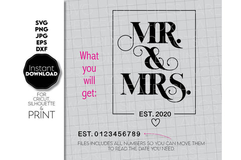 Wedding Sign | Mr and Mrs Shirt SVG | Just Married Sign PNG SVG March Design Studio 