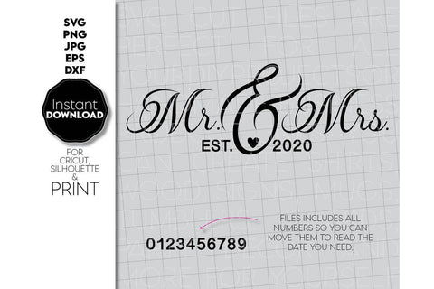 Wedding Sign | Mr and Mrs Shirt SVG | Just Married Sign PNG SVG March Design Studio 