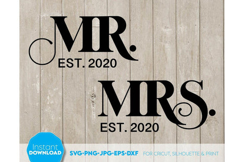 Wedding Sign | Mr and Mrs Shirt SVG | Just Married Sign PNG SVG March Design Studio 