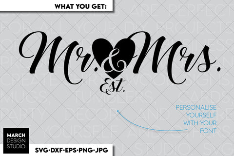 Wedding Sign | Mr and Mrs Shirt SVG | Just Married Sign PNG SVG March Design Studio 