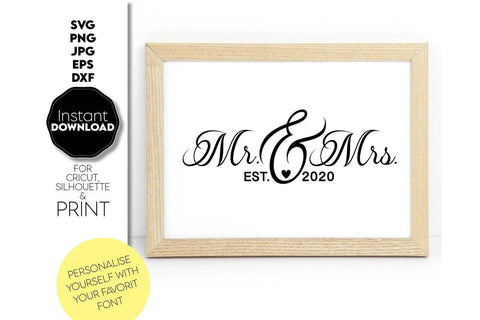 Wedding Sign | Mr and Mrs Shirt SVG | Just Married Sign PNG SVG March Design Studio 