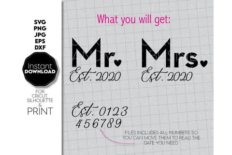 Wedding Sign | Mr and Mrs Shirt SVG | Just Married Sign PNG SVG March Design Studio 