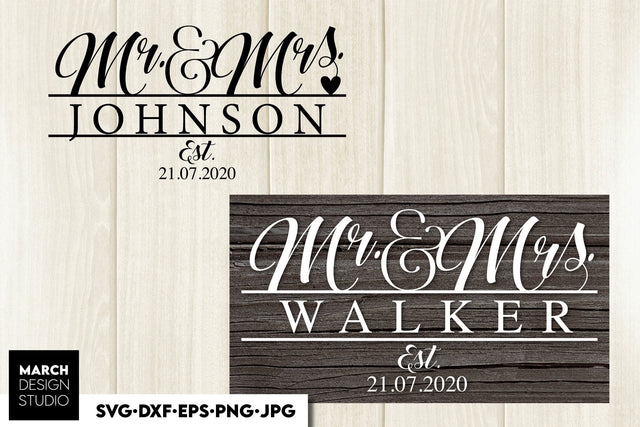 Wedding Sign | Mr and Mrs Shirt SVG | Just Married Sign PNG SVG March Design Studio 