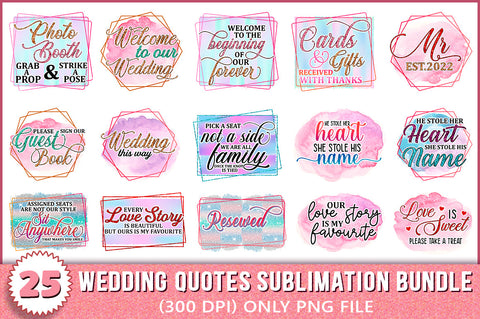 Wedding Sign PNG Bundle, 25 PNG Files SVG Shetara Begum 