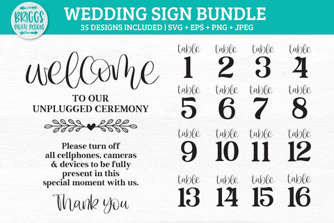 Wedding Sign SVG Bundle | 35 Designs Included SVG BriggsDigitalDesigns 