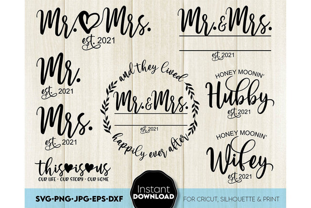Wedding Sign SVG Bundle | Mr and Mrs SVG Bundle | Just Married SVG March Design Studio 