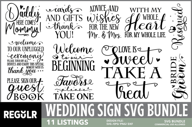 Wedding Sign Svg Bundle SVG Regulrcrative 