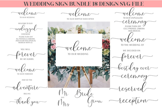 Wedding Sign svg Bundle, Welcome svg, Wedding svg Bundle, Rustic Wedding Sign svg SVG Chamsae Studio 