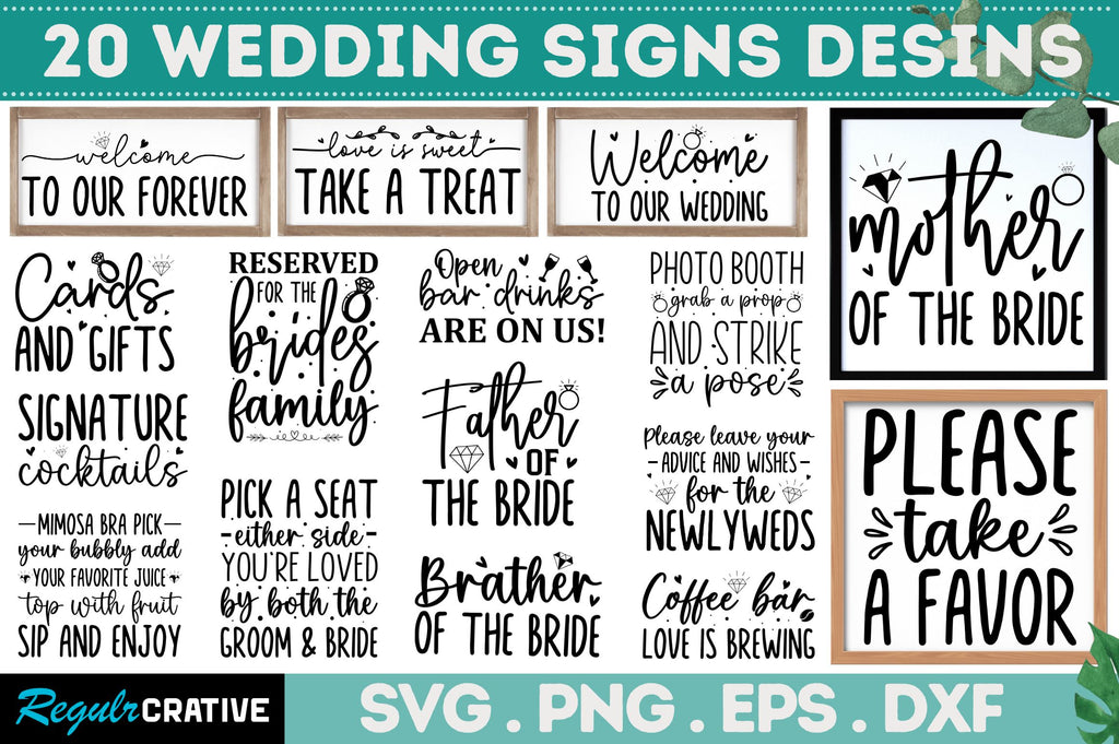 wedding signs svg bundle svg regulrcrative