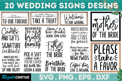 Wedding Signs SVG Bundle SVG Regulrcrative 