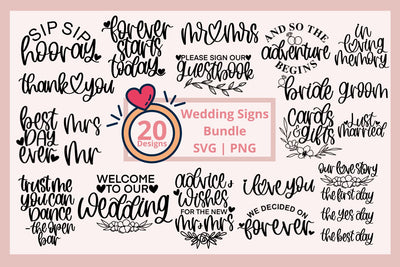 Wedding signs svg bundle, wedding decor svg, wedding welcome sign svg, wedding quotes svg, wedding reception signs svg, hand lettered svg SVG AnitaAlyiaLettering 