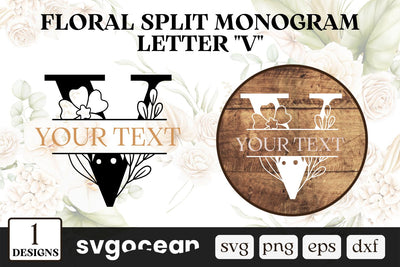 Wedding Split Monogram Letter V SVG SVG SvgOcean 