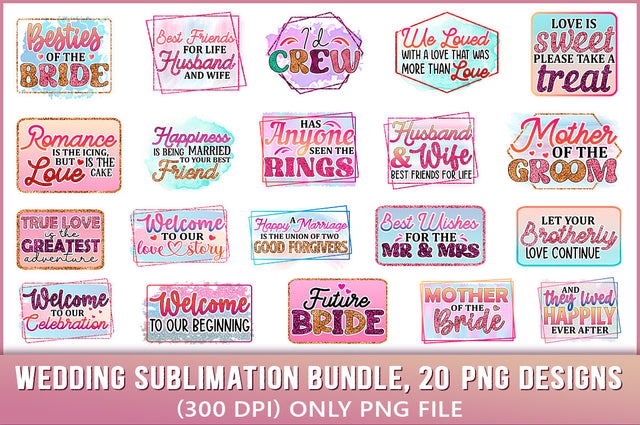 Wedding Sublimation Bundle, 20 Designs SVG Shetara Begum 