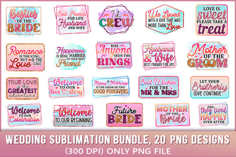 Wedding Sublimation Bundle, 20 Designs SVG Shetara Begum 
