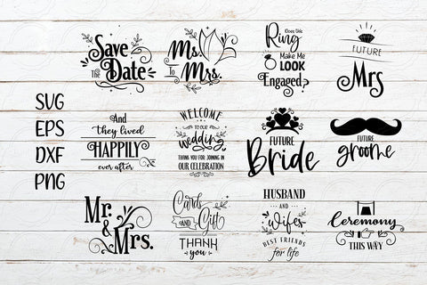 Wedding SVG Bundle, 12 Designs SVG SmmrDesign 