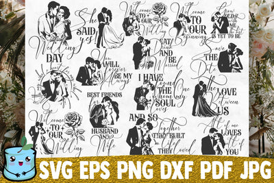 Wedding SVG Bundle - Husband And Wife Cut Files SVG MintyMarshmallows 
