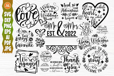 Wedding SVG Bundle, Mr and Mrs Svg, Bridesmaid Svg SVG TonisArtStudio 