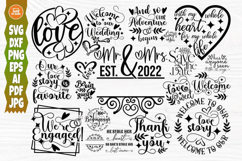 Wedding SVG Bundle, Mr and Mrs Svg, Bridesmaid Svg SVG TonisArtStudio 