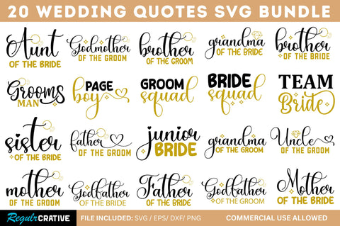 Wedding SVG Bundle SVG Regulrcrative 