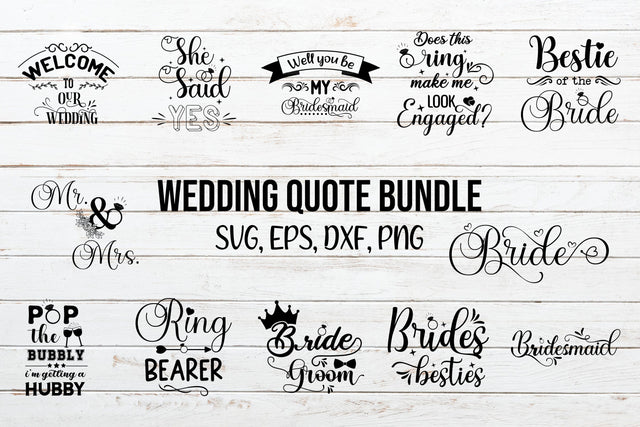 Wedding SVG Bundle v02, 12 Designs SVG SmmrDesign 