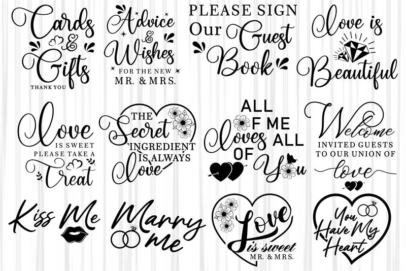Wedding SVG Bundle, Wedding Sign Bundle SVG D2PUTRI, SVG BUNDLE, SUBLIMATION BUNDLE, T SHIRT DESIGNS BUNDLE 