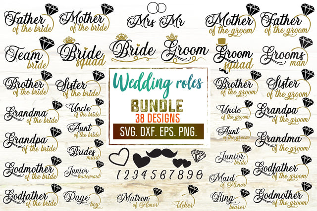 Wedding Svg. Wedding Svg Bundle. Bride Svg. Groom Svg. Wedding Roles Svg. Bridesmaid Svg. Maid Of Honor Svg. Bridal Party Dxf, Eps, Png SVG Mint And Beer Creations 