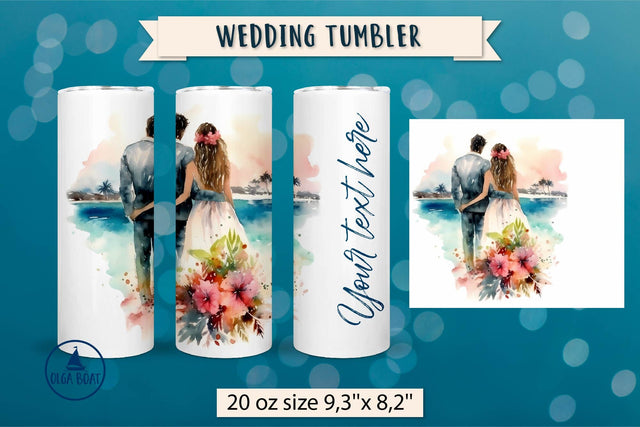 Wedding tumbler wrap sublimation | Couple wedding Sublimation Olga Boat Design 