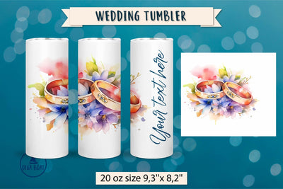 Wedding tumbler wrap sublimation | Wedding rings Sublimation Olga Boat Design 