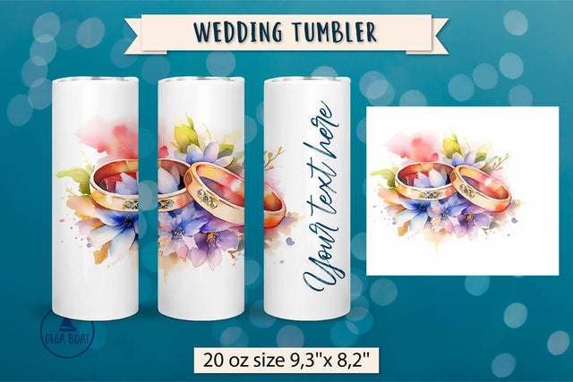 Wedding tumbler wrap sublimation | Wedding rings Sublimation Olga Boat Design 