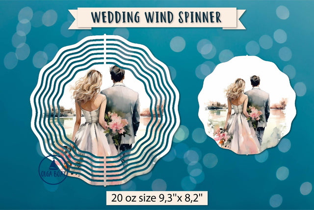 Wedding wind spinner Sublimation | Wedding couple Sublimation Olga Boat Design 