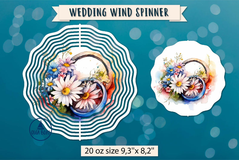 Wedding wind spinner Sublimation | Wedding rings Sublimation Olga Boat Design 