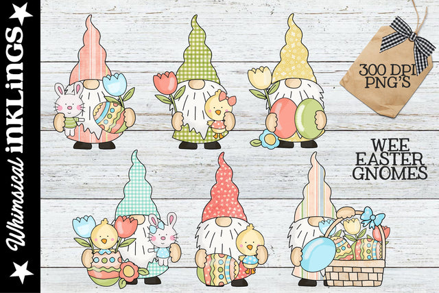 Wee Easter Gnomes Sublimation Clipart Sublimation Whimsical Inklings 