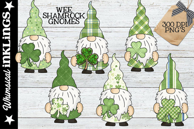 Wee Shamrock Gnomes Sublimation Clipart Sublimation Whimsical Inklings 