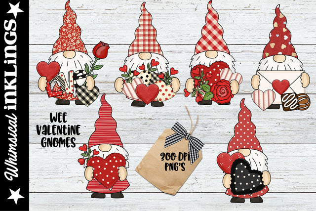 Wee Valentine Gnomes Sublimation Clipart Sublimation Whimsical Inklings 