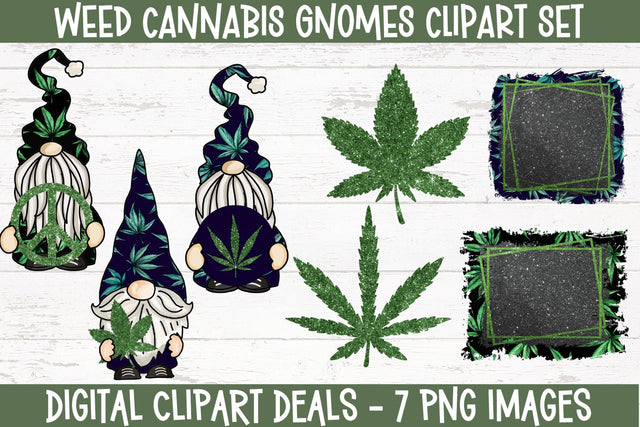 Weed Cannabis Gnomes Clipart Set with Matching Sublimation Backsplash Backgrounds Sublimation Digital Clipart Deals 