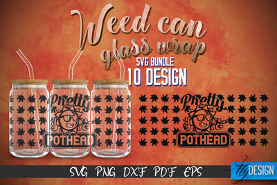 Weed Glass Can Wrap SVG | Beer Can Glass Wrap SVG Fly Design 