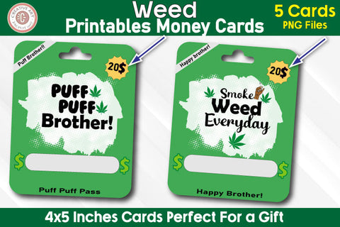 Weed Money Card Design - 5Unique Weed Gift Cards PNG Sublimation jacpot007 