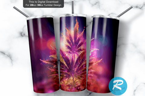 Weed Purple Flower 20 oz / 30 oz Tumbler PNG Sublimation Regulrcrative 